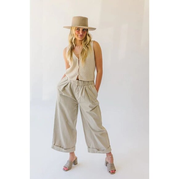 FREE PEOPLE After Love Roll Cuff Wide Leg Pants in Sandshell Size Medium - Picture 11 of 13